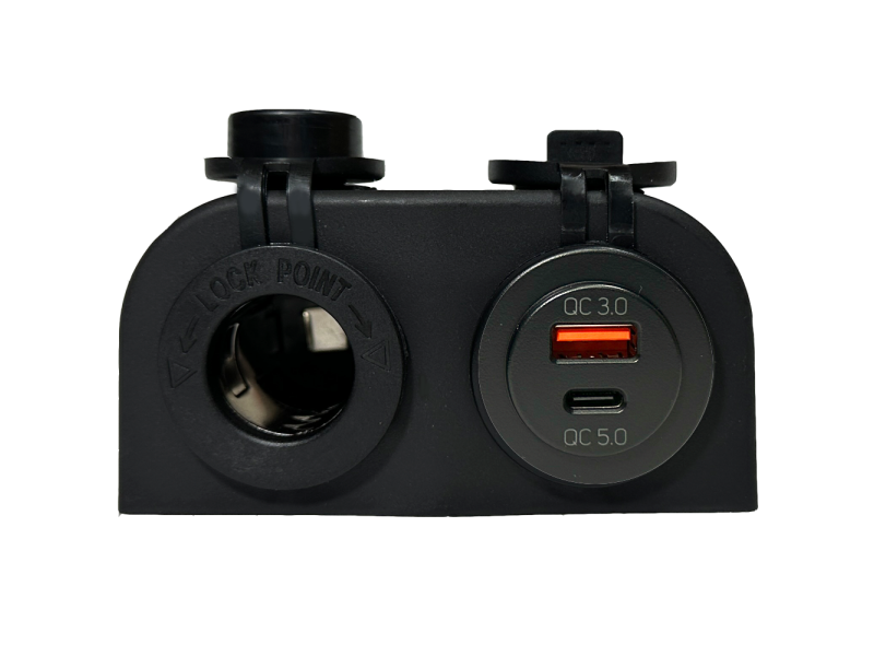 Opbouw USB-A QC3.0 + USB-C QC5.0  + sigarettenaansteker met behuizing