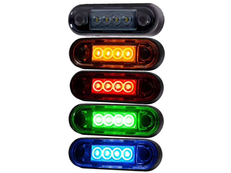 LED markeerlicht voor vlakke montage en buismontage met smoke lens