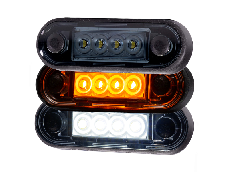 LED markeerlicht voor vlakke montage en buismontage ORANJE & WITTE LED smoke lens