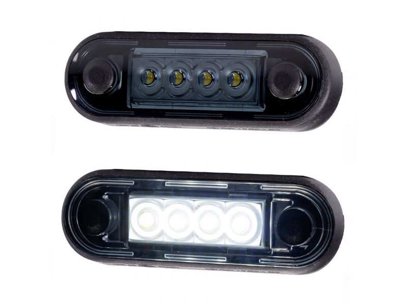 LED markeerlicht voor vlakke montage en buismontage WIT LED smoke lens 12/36V
