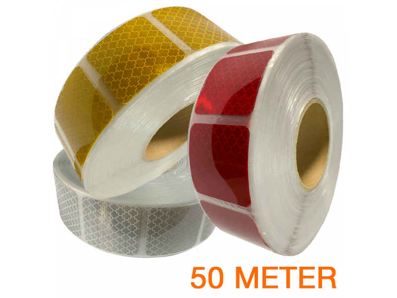 Gesegmenteerde reflecterende tape 50 meter ECE R104