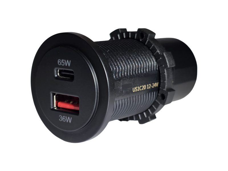 Inbouw USB-A QC3.0 + USB-C QC5.0 20V adapter ECE R10