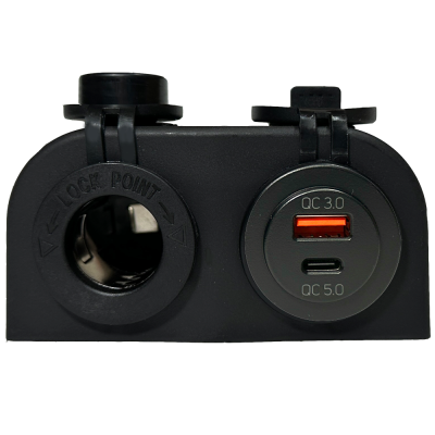 Opbouw USB-A QC3.0 + USB-C QC5.0  + sigarettenaansteker met behuizing